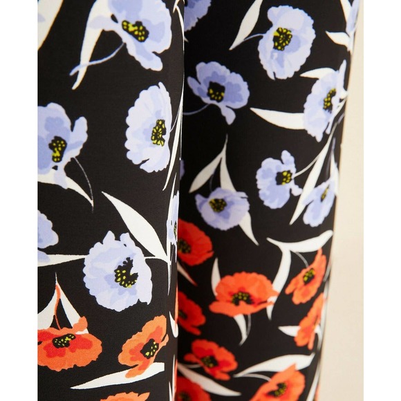 Ann Taylor Pants 6 Wide Leg Floral High Rise Blue Red Tailored - Picture 3 of 8